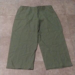 Eileen Fisher Sage Green 100% Irish Linen Side Zip Wide Leg Pants Grandmacore